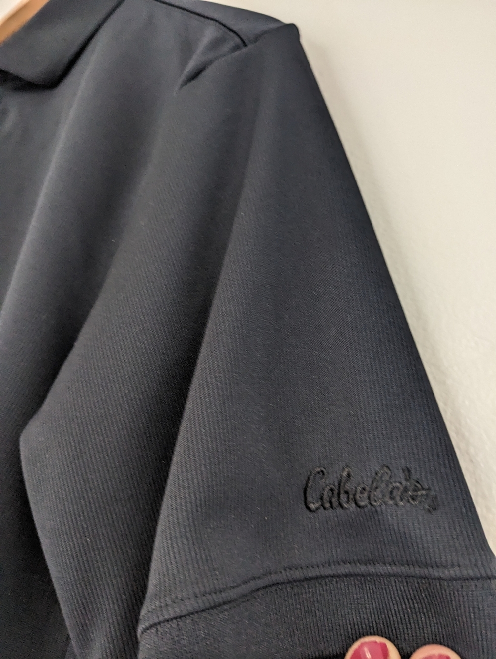 Cabela's Polo Shirt Mens Medium Black Ribbed Logo Outdoor Golf Short Sleeve - Picture 3 of 10